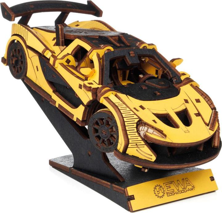 Image du produit Eco Wood Art Kit de maquette 3D en bois - Voiture de course - Jaune (237 pièces)