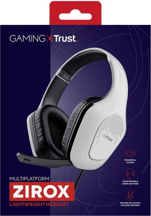 Produktbild Trust GXT415W ZIROX HEADSET – WHITE (Kabelgebunden)