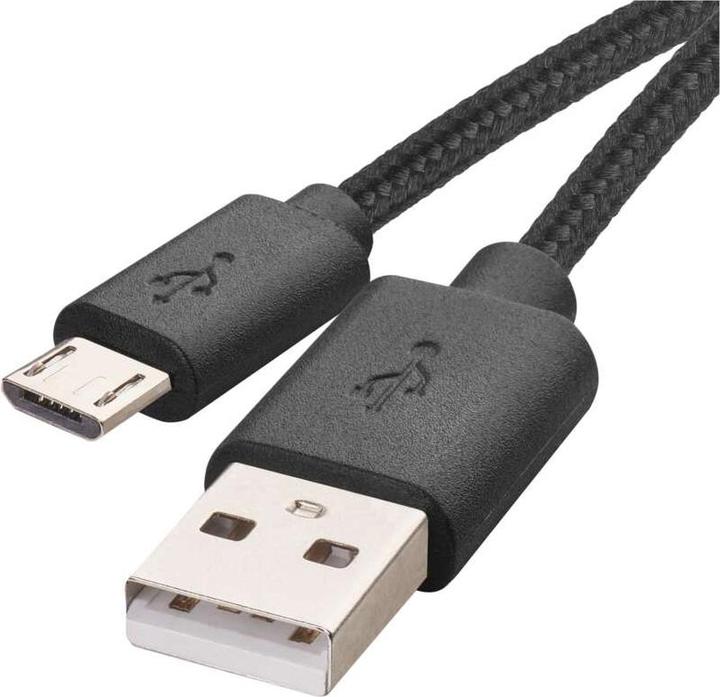 Produktbild Emos USB Kabel 2.0 A Stecker - micro B Stecker 2m, schwarz (2 m, USB 2.0)