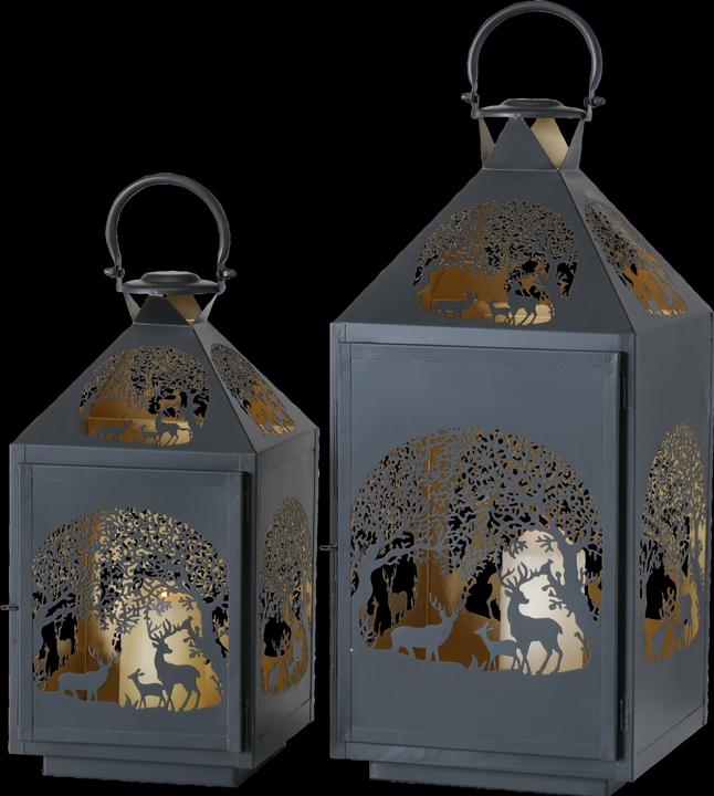 Produktbild Boltze Home Weihnachtswindlicht Tifels 2er Set, Gold/Schwarz (58 x 28 x 28 cm, 2 x)
