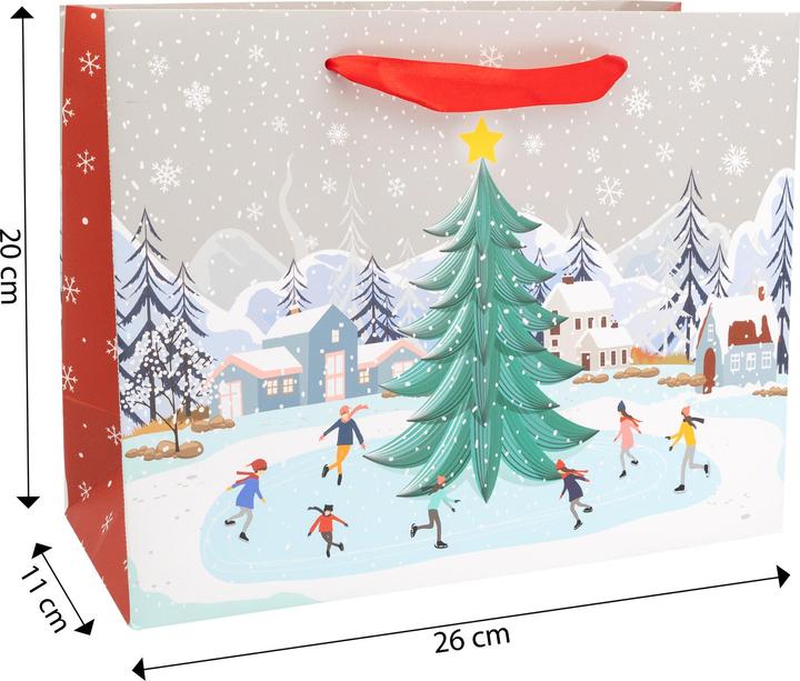 Produktbild Idena Geschenktasche Winterszene mit Tannenbaum mehrfarbig 26x11x20cm landscape Format (Geschenktüte)