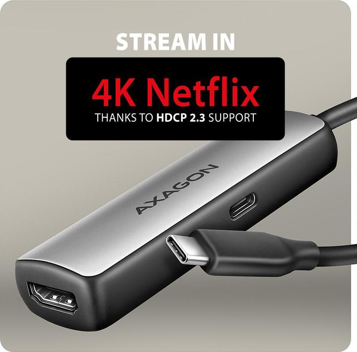 Actual product image Axagon RVC-HI8KPD, USB-C -> HDMI 2.1 adapter, 8K/60Hz, 4K/144Hz, HDR10+, PD100W (USB-C, 7.90 cm)