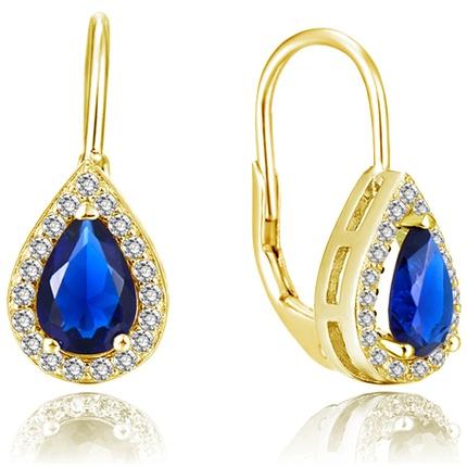 Beneto Gold plated earrings withue zircons AGUC2229-GOLD