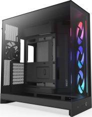 Produktbild NZXT H9 Flow RGB (2025) All Black Midi Tower ATX Gaming Gehäuse schwarz mit Glasfenster