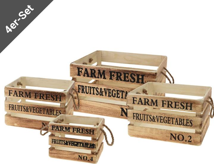 Actual product image Natura Punto Set of 4 wooden decorative boxes with rope handles