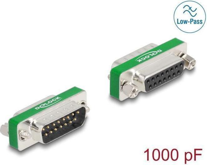 Produktbild Delock HF/EMI Entstörfilter D-Sub 15 Pin Stecker zu Buchse mit Tiefpass kapazitiv