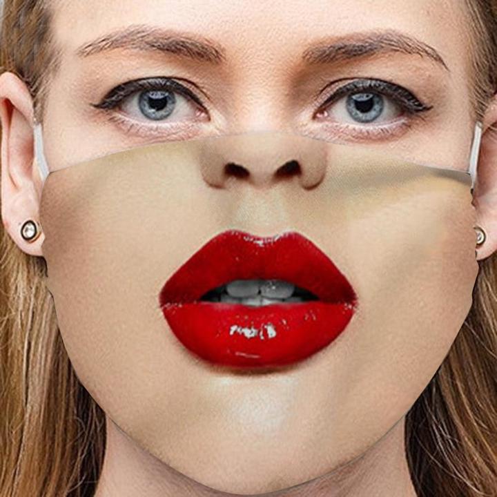 Immagine prodotto Ueli Express Divertente maschera in tessuto con stampa di labbra rosse