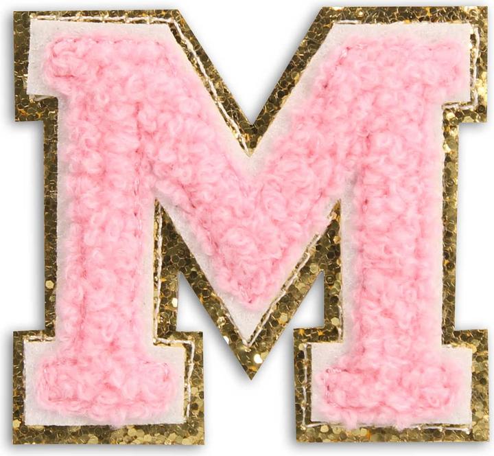 Image du produit PhoneLook Autocollant sticker pour téléphone/tablette/ordinateur brodé en 3D rose Lettre M