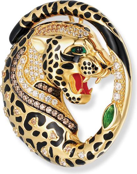 Image du produit Seinerzeit Kiani Pendentif/broche léopard (Argent 925, Émail)