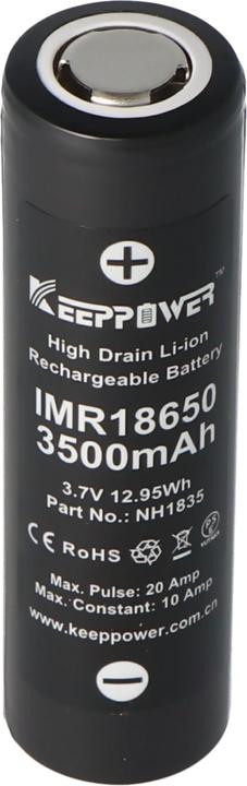 Actual product image Keeppower Battery IMR18650 - (Flat Top) (1 pcs., 18650, 3500 mAh)