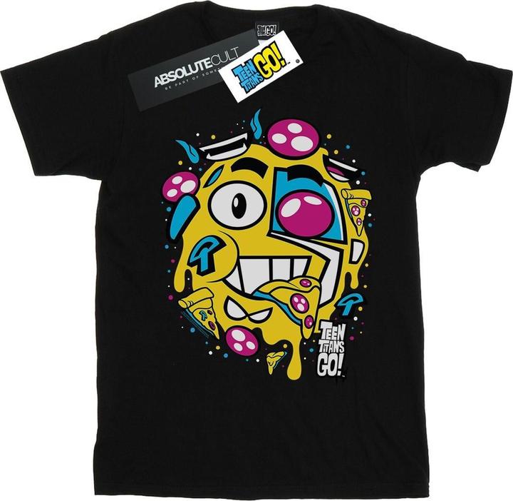 Actual product image Womens/Ladies Teen Titans Go Pizza Face Cotton Boyfriend T-Shirt (XXL)