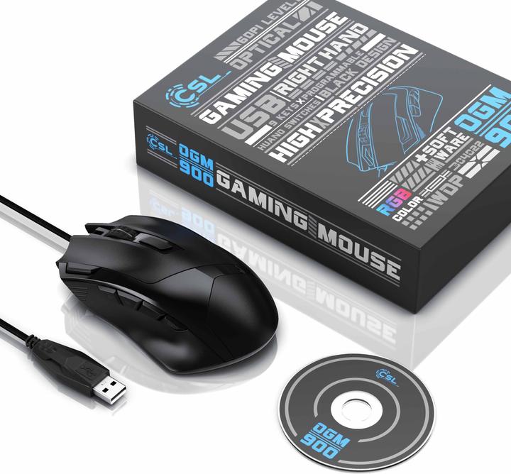 Image du produit CSL Souris de jeu filaire, 125 dpi, souris de jeu optique, changement de couleur, 9 boutons, 600 à (Filaire)