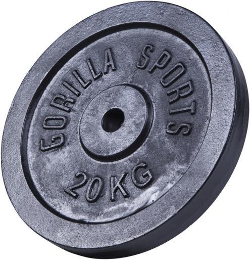 Immagine prodotto Gorilla Sports Piastra del peso in ghisa nera 1,25-15 KG (1 x 20 kg)
