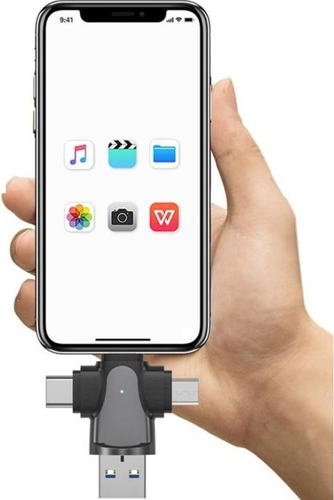 Image du produit PowerGuard Adaptateur 4 en 1 USB-C Lightning MicroUSB & MicroSD Card Reader (USB Type C, Lightning, Micro USB)