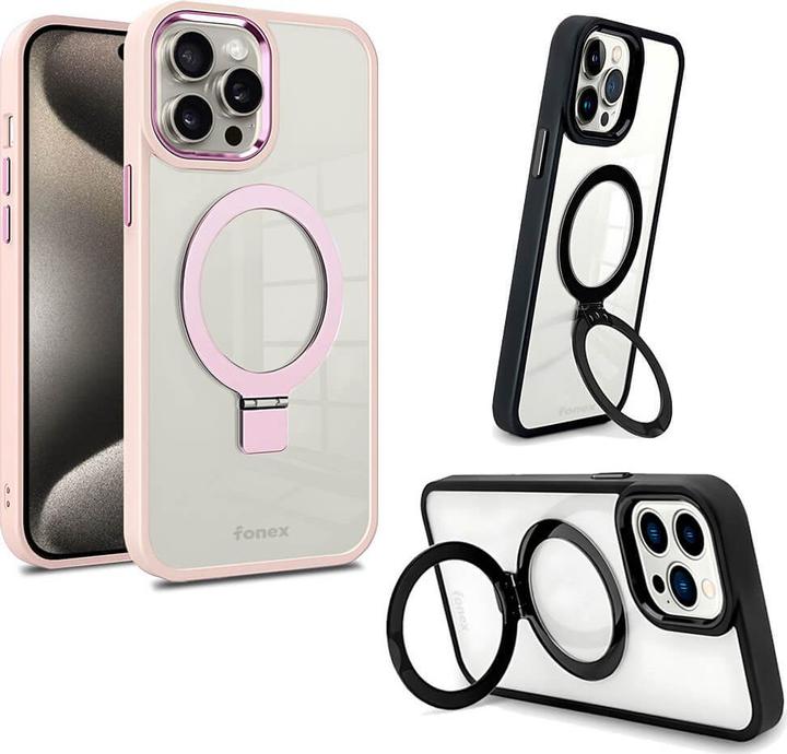 Actual product image Fongex iPhone 15 Pro Max - Fonex Kickstand case with magnet pink (Apple iPhone 15 Pro Max)