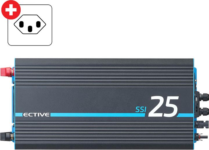 Produktbild Ective SSI 25 Sinus-Wechselrichter 2500W 24V mit Netzvorrang, Ladegerät & MPPT Laderegler (CH-Stecker)