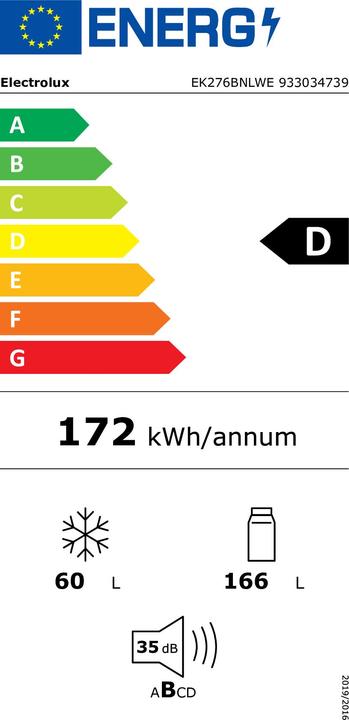 Energy Label Electrolux EK276BNLWE (226 l)