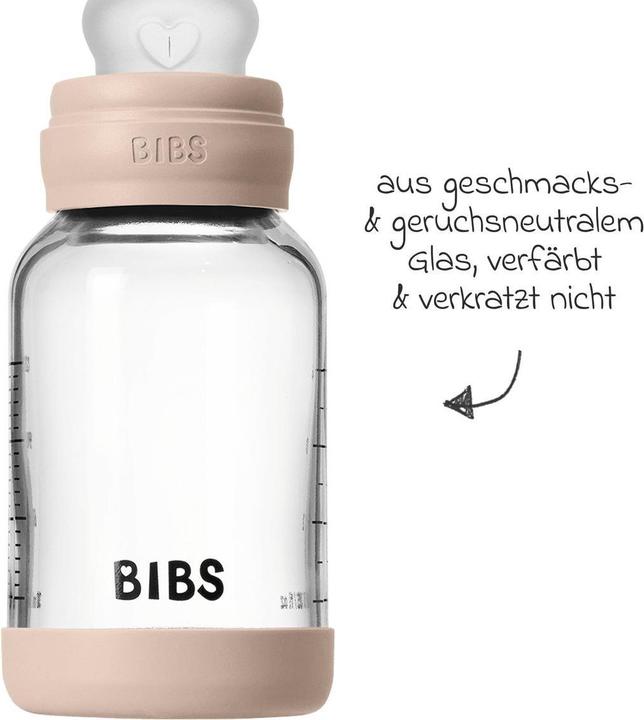 Produktbild Bibs Babyflaschen Glas-Flasche Baby Bottle Round 120 ml + Silikon-Trinksauger (120 ml)