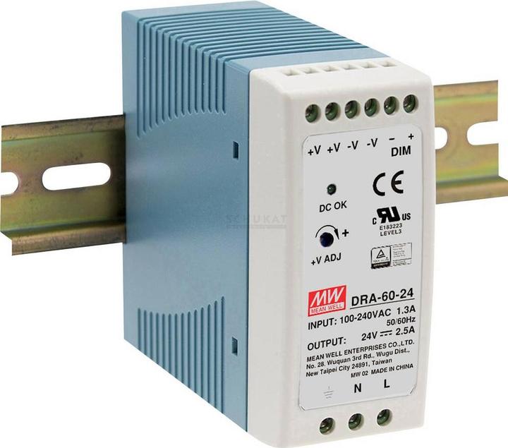 Immagine prodotto MeanWell Montaggio su guida DIN Uscita singola a 1 fase Potenza: 60W