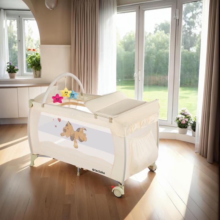 Actual product image tectake Travel cot dog with changing mat and carrying bag