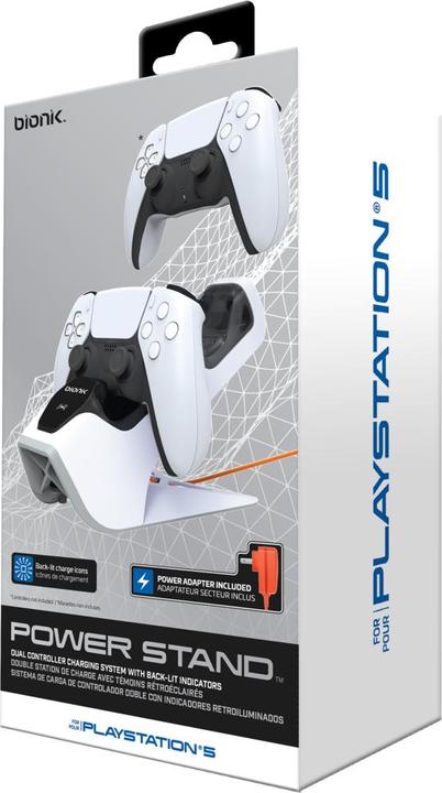 Actual product image Bionik BNK-9067 PS5 Power Stand - Dual Controller Dock Charge Stand (White) (PS5)