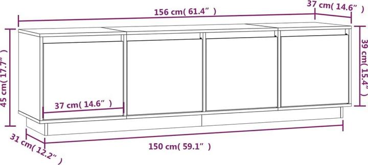 Immagine prodotto VidaXL Mobile TV bianco 156x37x45 cm in pino massiccio, colore