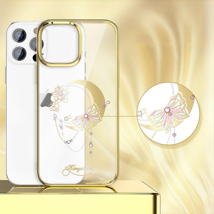Image du produit Kingxbar Etui de luxe Moon Series avec cristaux Swarovski pour iPhone 13 Pro Gold (Butterfly) (Apple iPhone 13 Pro)