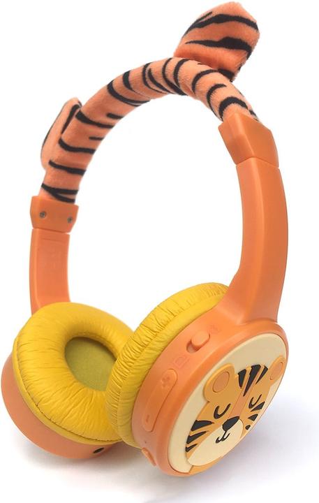 Actual product image PhoneLook Casque cool sans fil Bluetooth 5.3 pour enfants avec volume atténué 85dB et design amusant Tigre