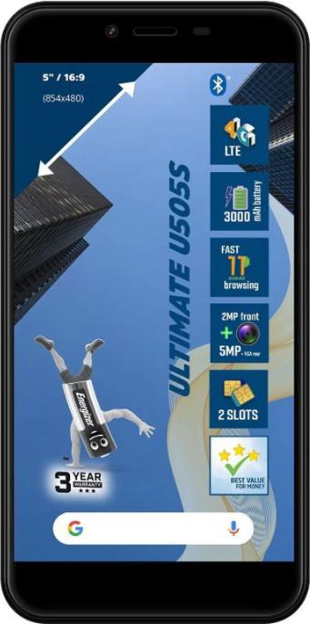 Image du produit Energizer Ultimate U505S Smartphone - Smartphone 1 Go de RAM 16 Go 5 pouces 4G Dual Sim UE (Noir) (16 Go, Noir, 5", Double SIM, 5 Mpx, 4G)