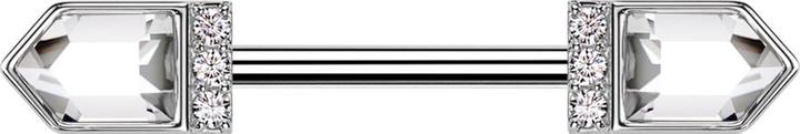 Produktbild Star Piercing Barbell silber mit zwei spitzen Baquett Kristallen silber Kristalle silber (Chirurgenstahl 316L, Messing)