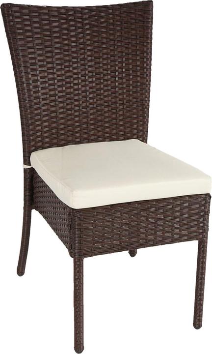 Immagine prodotto Swisshandel24 2x Sedia in polirattan, sedia da balcone, sedia da giardino, impilabile, marrone, cuscino crema