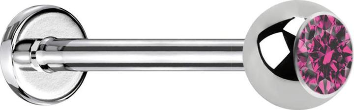 Actual product image Star Piercing Micro Labret silber mit Kugel und Kristall pink (without brass, Surgical steel 316L)