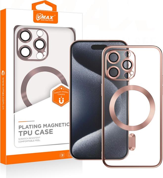 Immagine prodotto Vmax Custodia in TPU galvanica per iPhone 15 Pro Max 6,7" oro rosa (Apple iPhone 15 Pro Max)