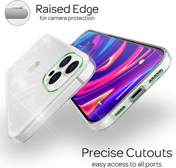 Actual product image Nalia Clear glitter silicone cell phone case (Apple iPhone 13 Pro Max)
