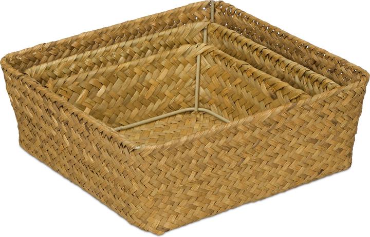 Actual product image Relaxdays 3-piece seagrass storage basket set (3 x, 23 x 23 x 8.5 cm)