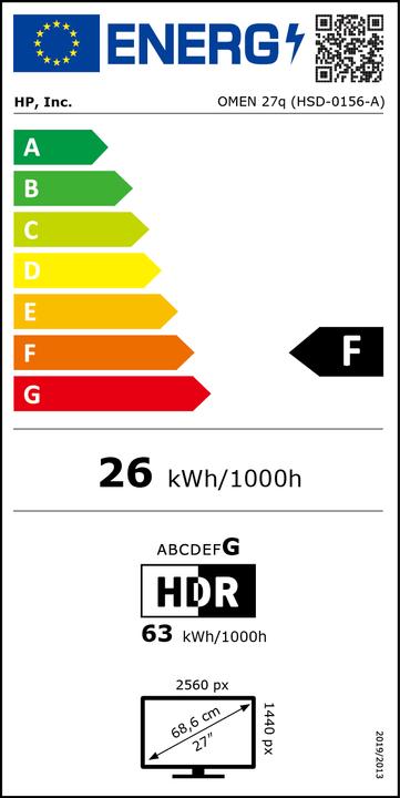 Energie-Label HP Omen 27q (2560 x 1440 Pixel, 27")