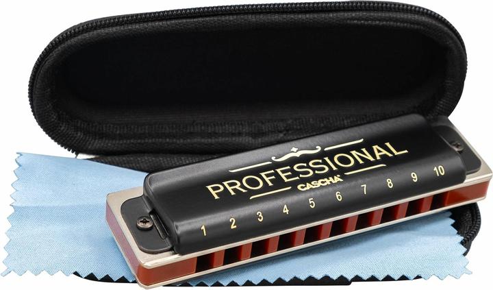 Professional Blues Harmonica in C (incl. case and cleaning cloth) (Harmonica, C major)