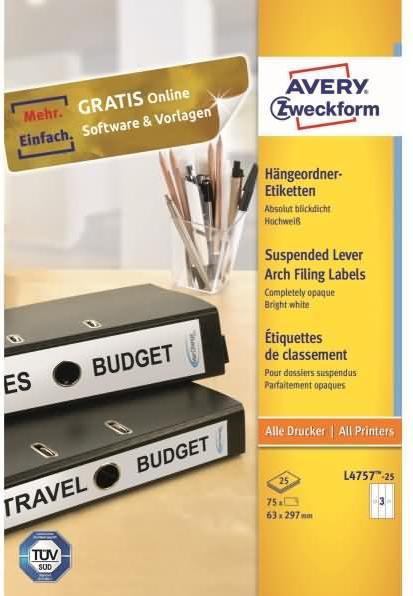 Immagine prodotto Avery L4757-25 etichetta 63x297mm