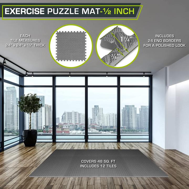 Produktbild ProsourceFit Puzzlematte, Grau - 1,2 Cm - 4,4 M² - 12 Ineinandergreifende