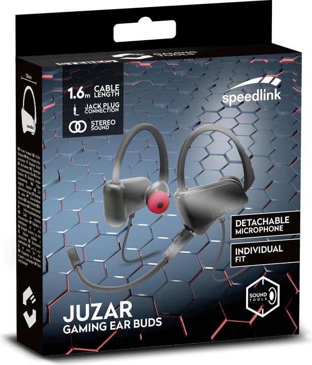 Actual product image Speedlink JUZAR Headset Ear-hook, In-ear connector Black, Red (Cable)