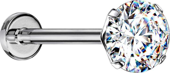 Produktbild Star Piercing Micro Threadless Labret silber mit Kristall silber gefasst (ohne Messing, Titan G23)