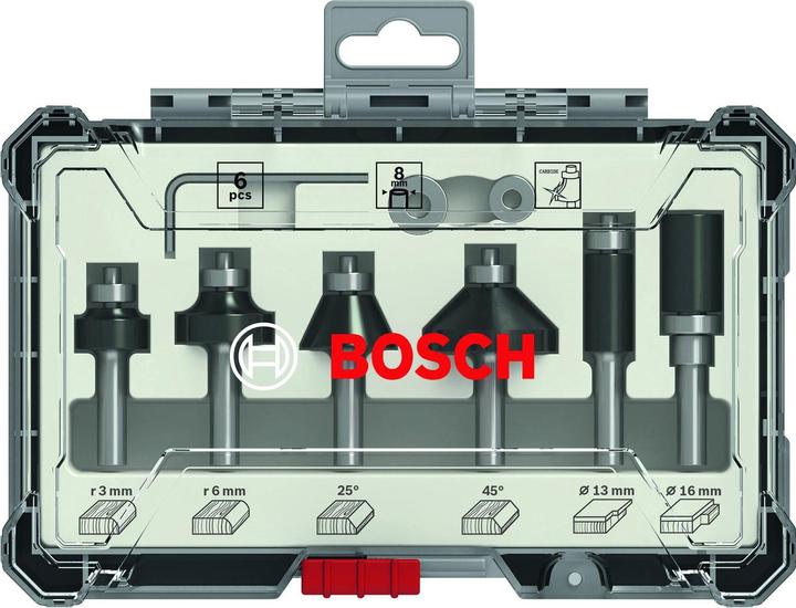 Actual product image Bosch Professional Zubehör Set of edge milling cutters. 8 mm shank. 6-piece