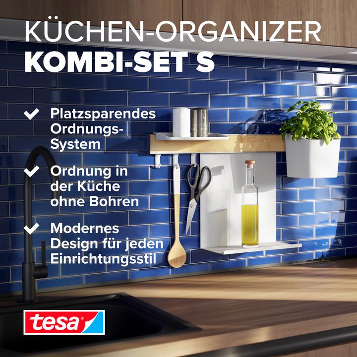 Actual product image tesa Kitchen organiser combi set S for gluing, installation without drilling
