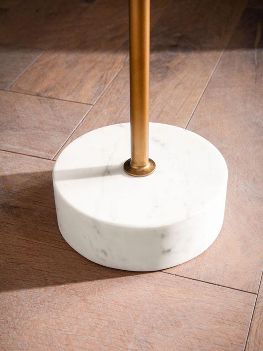 Produktbild FineBuy Beistelltisch Anstelltisch Massivholz Marmor Ø 40 cm Wohnzimmertisch (40 x 40 x 55 cm)
