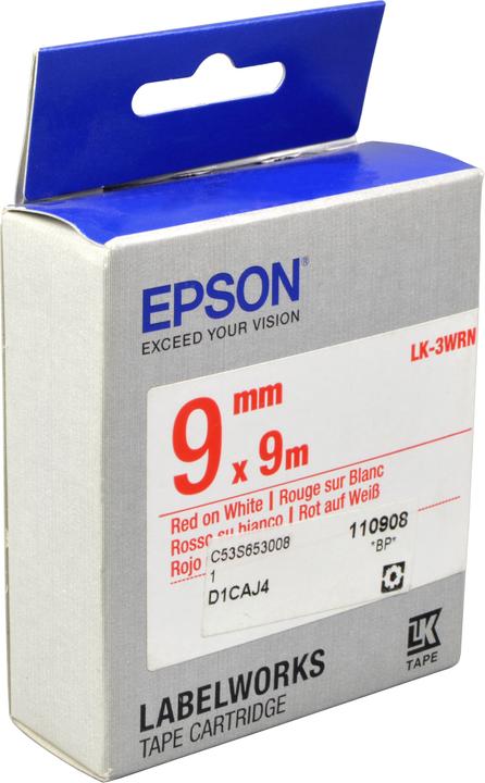 Actual product image Epson Label Cassette Lk-3wrn (0.90 cm, Red)
