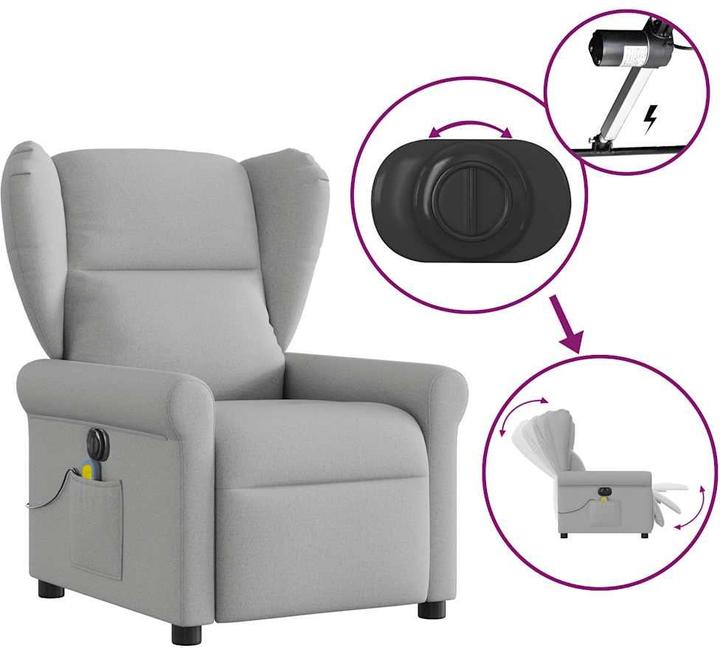 Image du produit VidaXL Fauteuil de massage électrique Tissu gris nuage