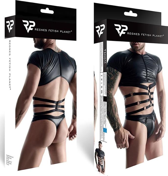 Produktbild Regnes Fetish Planet Wetlook Herren Riemchen-T-Shirt (XXL)