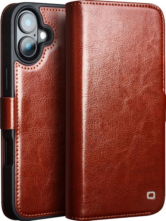 Produktbild QiAlino Hülle Flip mit magnetischem Verschluss Hellbraun (Apple iPhone 16 Plus)