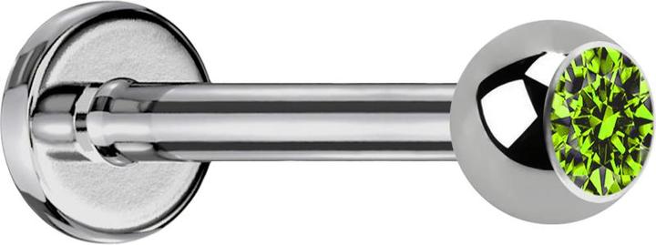 Produktbild Star Piercing Labret silber mit Kugel Kristall hellgrün (ohne Messing, Titan G23)
