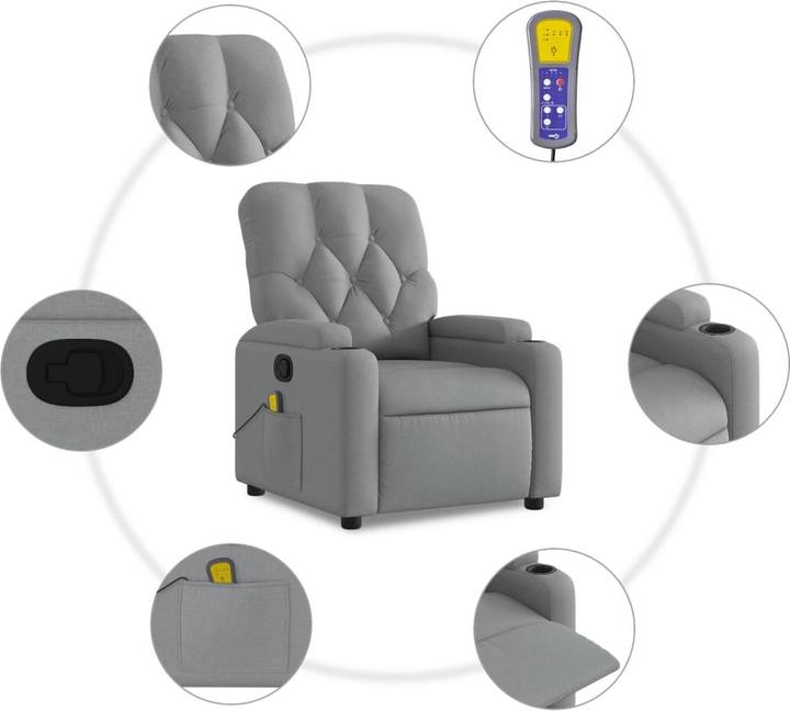 Actual product image VidaXL Massage chair light grey fabric,Colour: Light grey,Material: Fabric